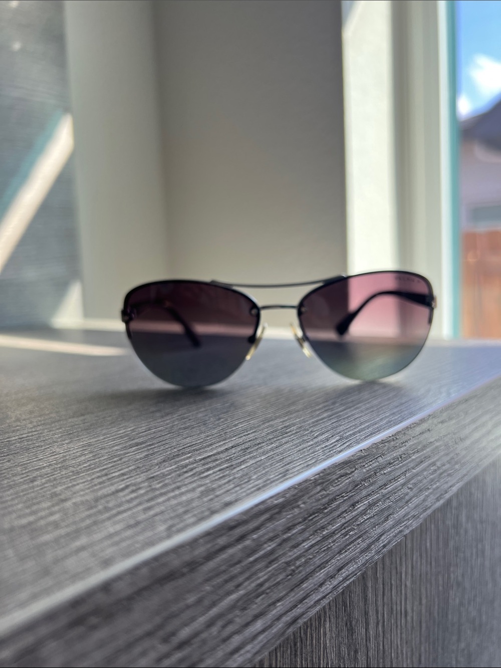 Ralph Lauren Women's Aviator Sunglasses - Pink Gradient Lenses with Black Frame